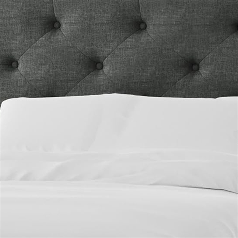 Sya Twin Size Bed w Tufted Headboard-Underbed Storage-Dark Gray
