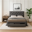 Sya Full Size Bed w Button Tufted Upholstery-Underbed Storage-Gray