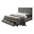 Sya Full Size Bed w Button Tufted Upholstery-Underbed Storage-Gray