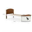Evon Captain Twin Bed-Built-In Storage-Boat Design-White and Oak Brown