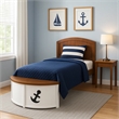 Evon Captain Twin Bed-Built-In Storage-Boat Design-White and Oak Brown