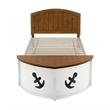 Evon Captain Twin Bed-Built-In Storage-Boat Design-White and Oak Brown