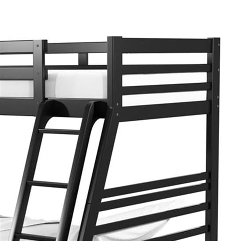 Zegy Twin over Full Bunk Bed with 2 Drawers and Attached Ladder-Black