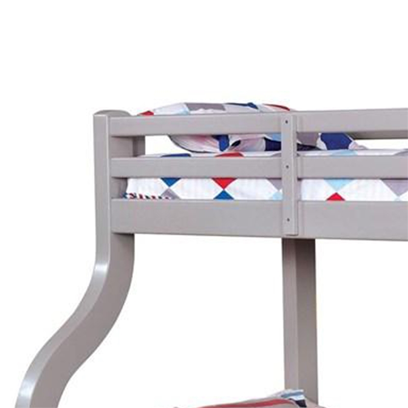 Tedy Twin over Full Bunk Bed with Curved Ladder-Guardrails-Gray