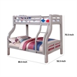 Tedy Twin over Full Bunk Bed with Curved Ladder-Guardrails-Gray