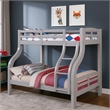 Tedy Twin over Full Bunk Bed with Curved Ladder-Guardrails-Gray