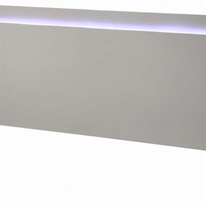Suni King Size Bed w LED Headboard-Light Taupe Gray Wood Frame