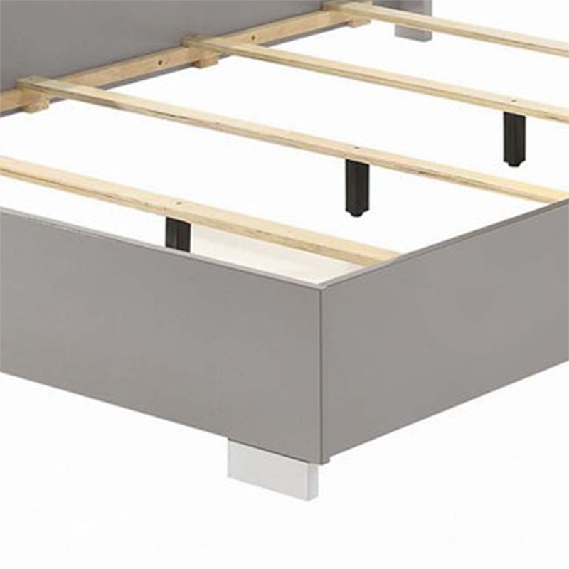 Suni King Size Bed w LED Headboard-Light Taupe Gray Wood Frame