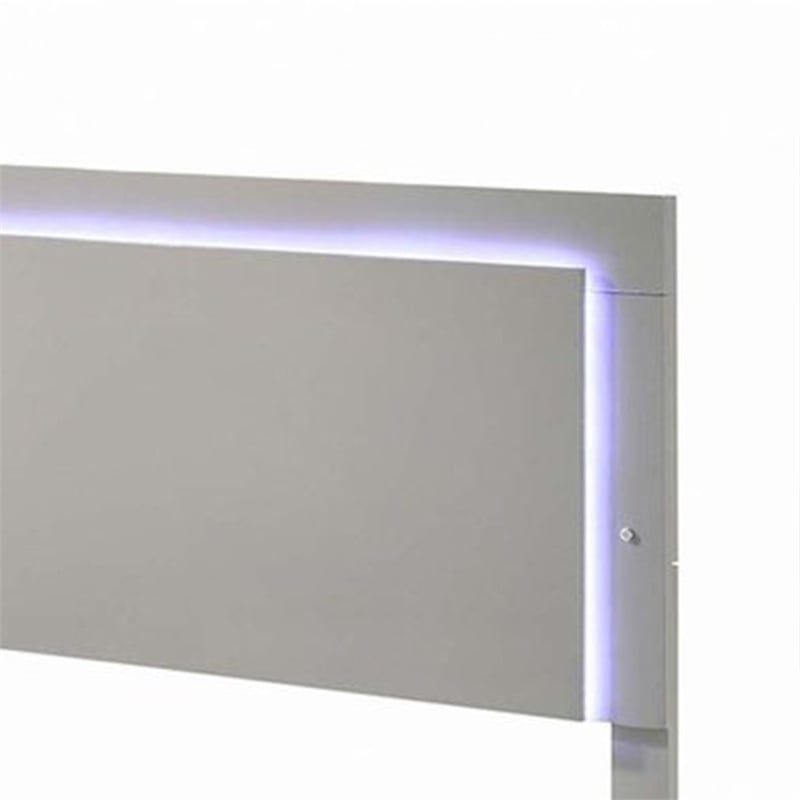 Suni King Size Bed w LED Headboard-Light Taupe Gray Wood Frame