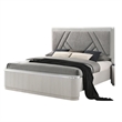 Alda Queen Bed-Upholstered Geometric Headboard-Light Gray Reeded Wood