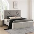 Alda Queen Bed-Upholstered Geometric Headboard-Light Gray Reeded Wood