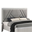 Alda Queen Bed-Upholstered Geometric Headboard-Light Gray Reeded Wood