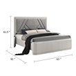 Alda Queen Bed-Upholstered Geometric Headboard-Light Gray Reeded Wood