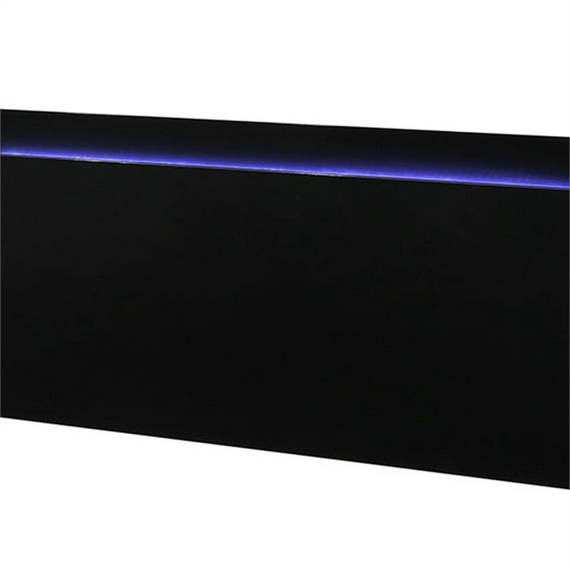 Suni King Size Bed w LED Headboard-Piano Black Wood Frame