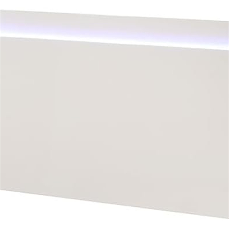 Suni Queen Size Bed w LED on Headboard-White Wood Frame-Chrome Legs