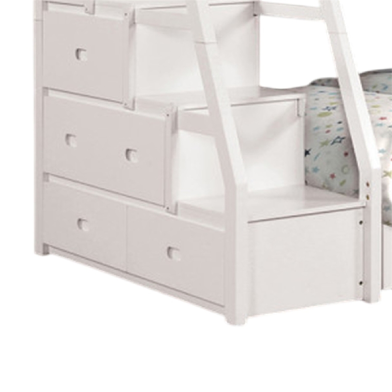 Ellon Twin over Full Bunk Bed-White Solid Wood-Storage Drawers