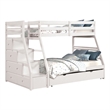 Ellon Twin over Full Bunk Bed-White Solid Wood-Storage Drawers