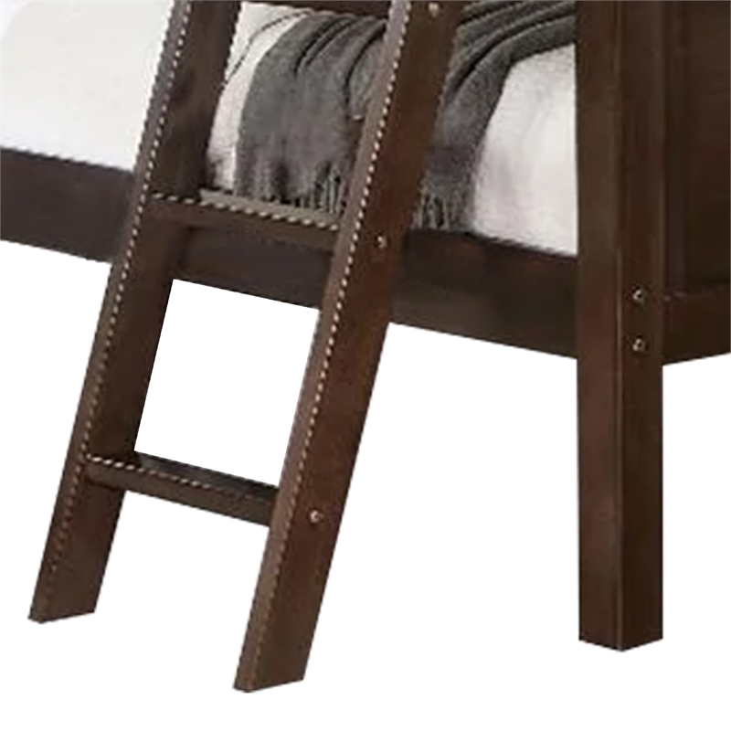Zedy Full over Full Bunk Bed-Guardrails and Ladder-Walnut Brown