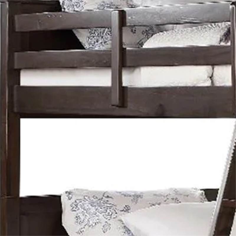 Zedy Full over Full Bunk Bed-Guardrails and Ladder-Walnut Brown