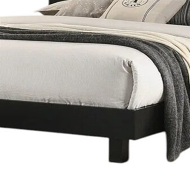 Yoki Queen Size Bed w Underbed LED-Acrylic Gold Trim-Black Frame