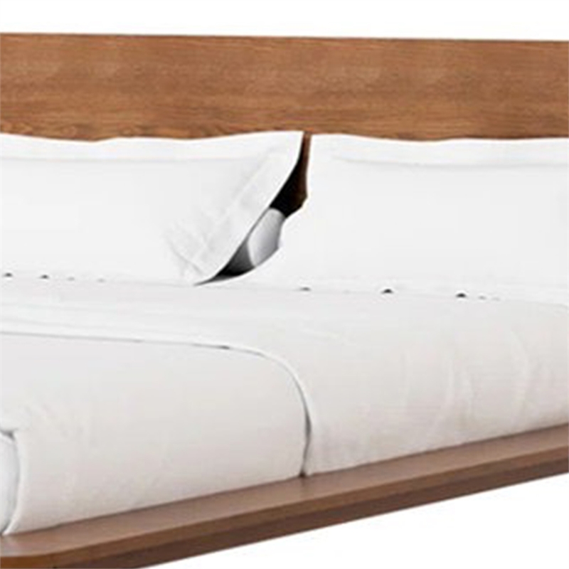 Stacy Full Size Bed w Panel Headboard-Angled Legs-Walnut Brown Wood