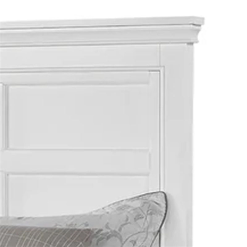 Lile Twin Bed with Side Rail Storage-Crown Molded Details-White Wood