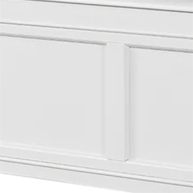 Lile Twin Bed with Side Rail Storage-Crown Molded Details-White Wood