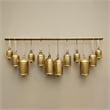 Iron Cow Bells Wall Decor 48 Inch Wide Decorative-Antique Gold-Jute Hanging Rope