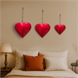 Decorative Metal Heart Wall Decor Set of 3-Classic Red with Jute Hanging Rope