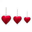 Decorative Metal Heart Wall Decor Set of 3-Classic Red with Jute Hanging Rope
