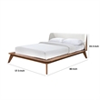 Linzy Full Size Bed w Beige Boucle Winged Headboard-Walnut Brown
