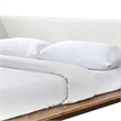 Linzy Full Size Bed w Beige Boucle Winged Headboard-Walnut Brown