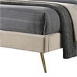 Vevy Full Size Bed-Chevron Tufted Beige Flannelette Upholstery
