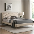 Vevy Full Size Bed-Chevron Tufted Beige Flannelette Upholstery