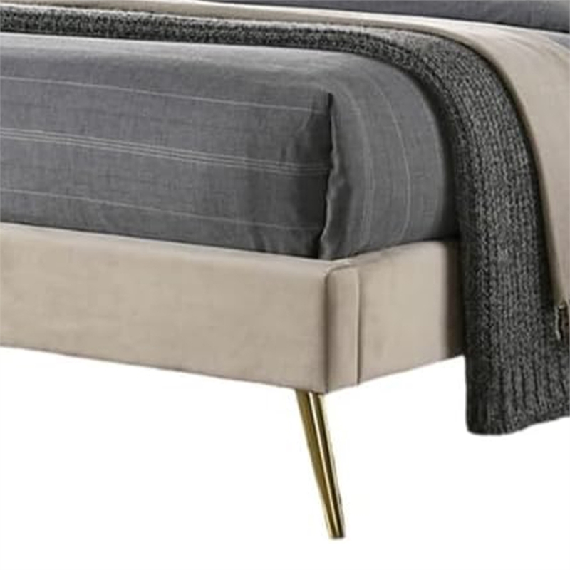 Vevy Twin Size Bed-Chevron Tufted Beige Flannelette Upholstery