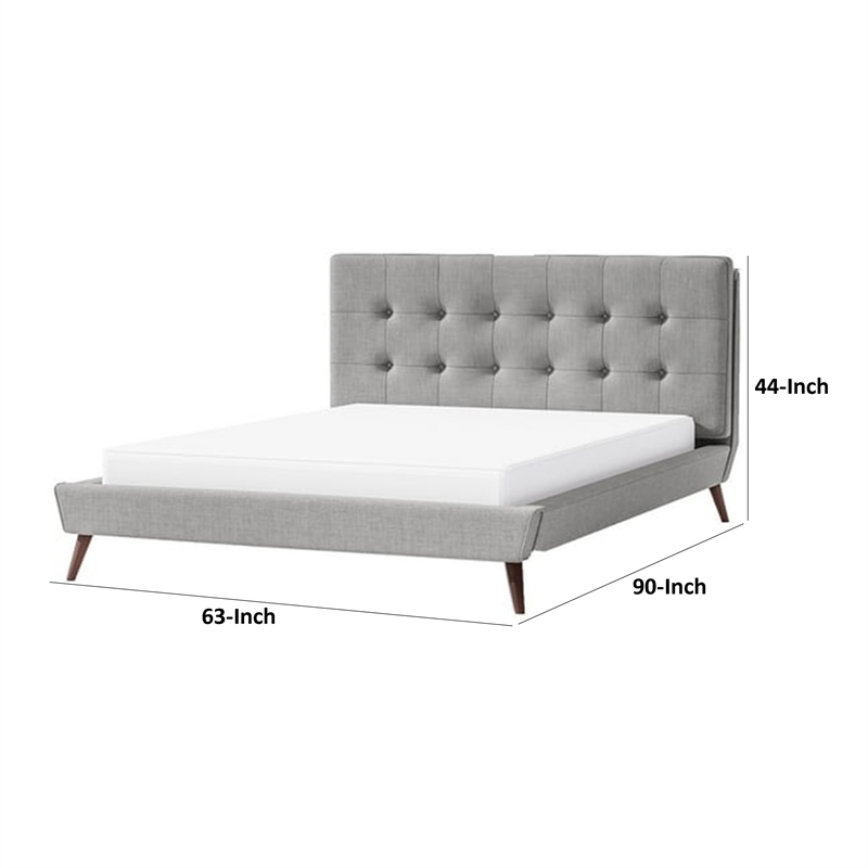 Levy Full Size Bed-Button Tufted Headboard-Modern Gray Upholstery