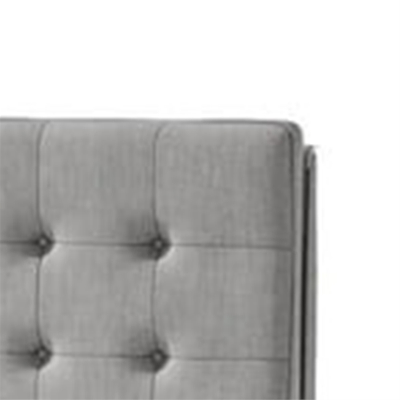 Levy Full Size Bed-Button Tufted Headboard-Modern Gray Upholstery
