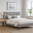 Levy Full Size Bed-Button Tufted Headboard-Modern Gray Upholstery