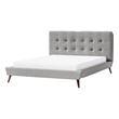 Levy Full Size Bed-Button Tufted Headboard-Modern Gray Upholstery