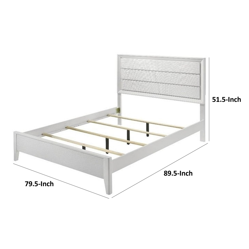 Tory California King Size Bed-Wave Texture and Mitered Corners-White