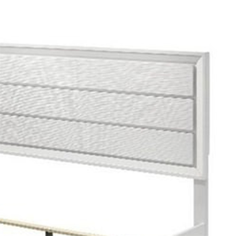 Tory King Size Bed-Wave Texture and Mitered Corners-Modern White