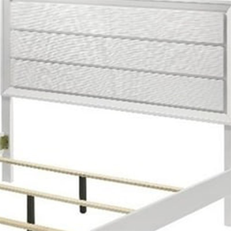 Tory King Size Bed-Wave Texture and Mitered Corners-Modern White