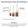 Decorative Iron Cow Bells Set of 3-Cylindrical-Antique Gold-Jute Hanging Rope