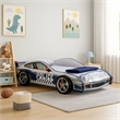 Peri Twin Size Kids Bed with Realistic Police Car Design-White-Blue