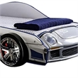 Peri Twin Size Kids Bed with Realistic Police Car Design-White-Blue