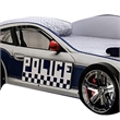 Peri Twin Size Kids Bed with Realistic Police Car Design-White-Blue