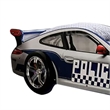Peri Twin Size Kids Bed with Realistic Police Car Design-White-Blue