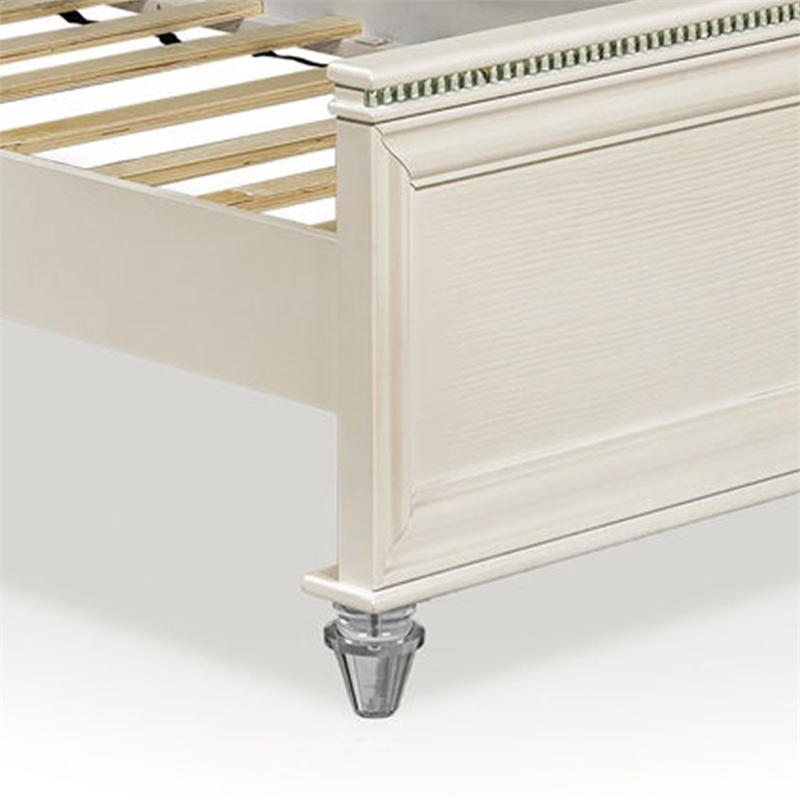 Jisoo Full Size Bed-Pearl White Upholstery-Radial Arch Headboard