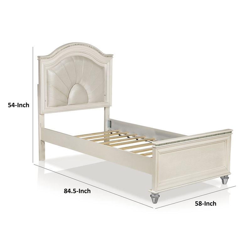 Jisoo Full Size Bed-Pearl White Upholstery-Radial Arch Headboard