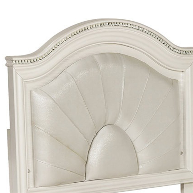 Jisoo Full Size Bed-Pearl White Upholstery-Radial Arch Headboard